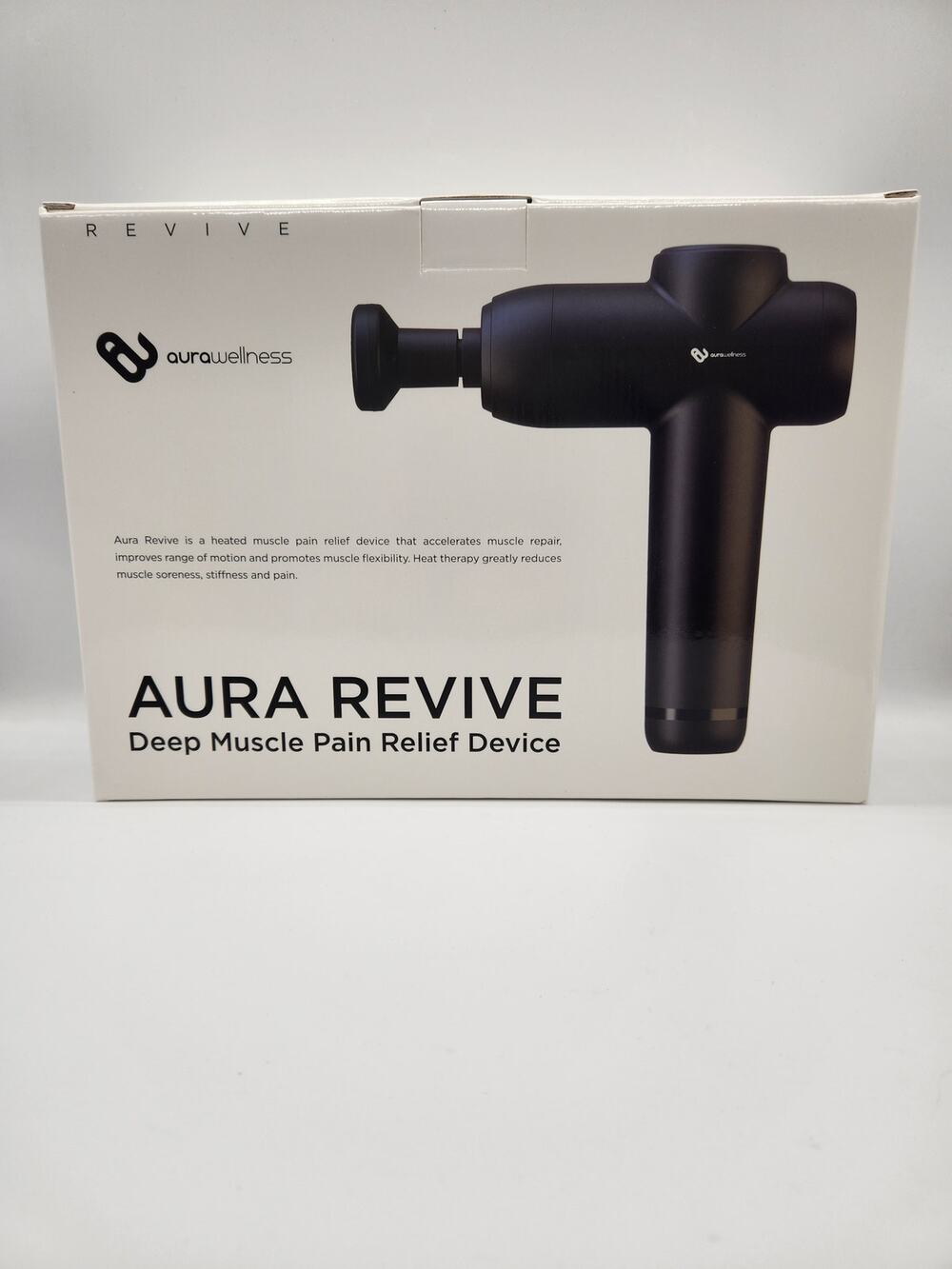 Aura Revive Deep Muscle Pain Relief Device Heated Infrared Massage Gun NIB